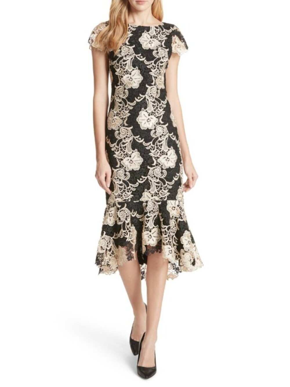 Alice + Olivia Cleora Fitted Lace Midi Dress - Size *